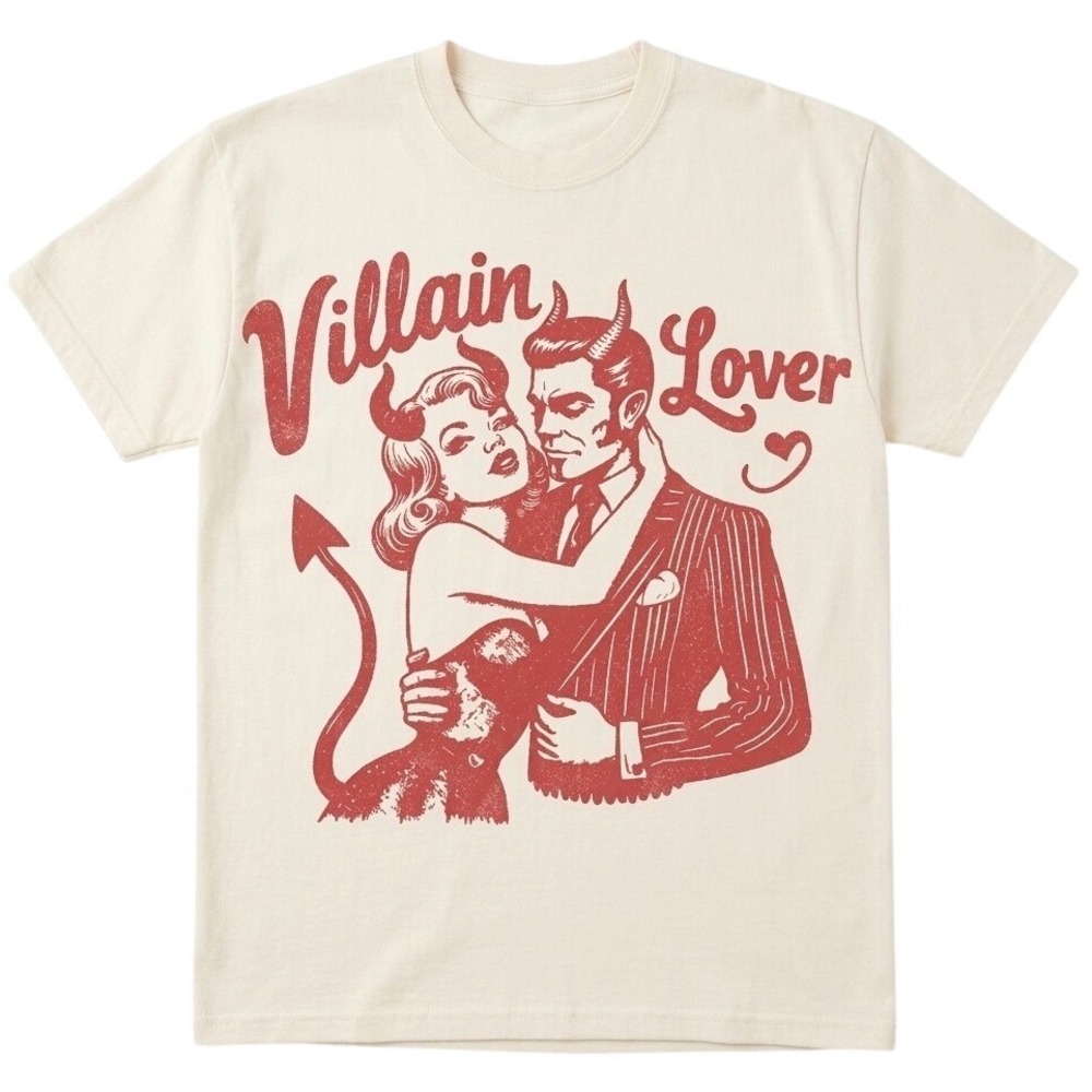 Villain Lover T-Shirt Women white Excellent Retro Graphic Tee